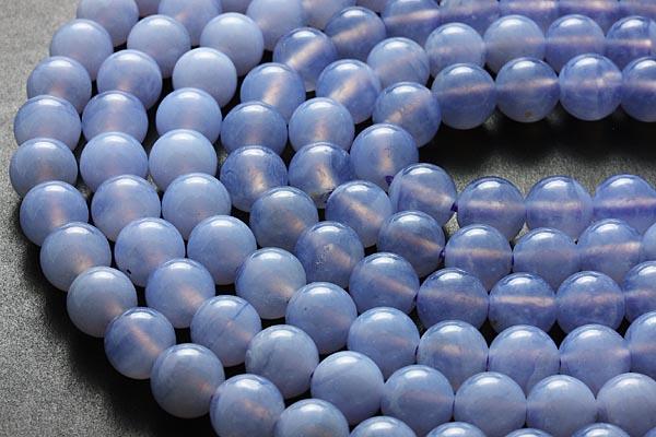 【丸ビーズ】ブルーレースメノウ(3A) 8mm 一連 天然石 パワーストーン