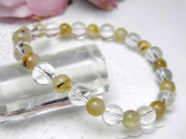 【8mm_Simple_Combiブレスレット】 水晶＆ルチルクォーツ 数珠 ブレスレット 天然石 パワーストーンの通販は