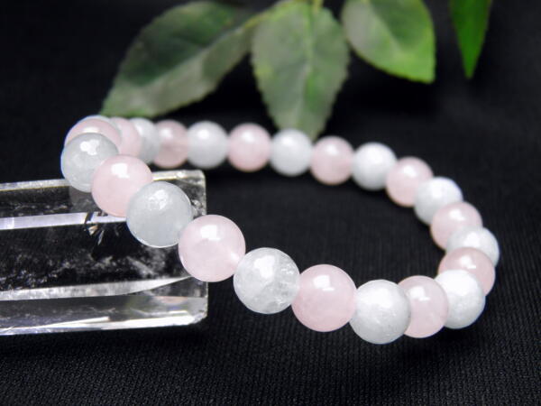 パワーストーン 【8mm_Simple_Combiブレスレット】 ローズクォーツ＆アクアマリンカット 幸せな結婚生活を送りたい 数珠 天然石 パワーストーン