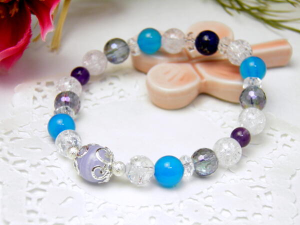 【10mmシンプル1´sブレスレット】 ブルーレース デザインブレスレット 天然石 パワーストーンの通販は 6,336円