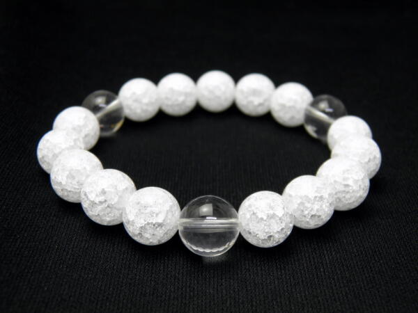 【12mm_Simple_3´sブレスレット】 12mm クラック水晶 水晶3ポイント 風水 パワーストーンの通販は 5,539円