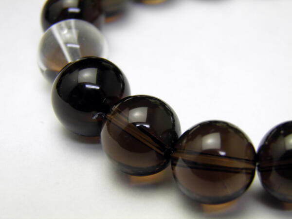 【12mm_Simple_3´sブレスレット】 黒水晶 モリオンブレスレット チベット産 12mm玉 天然石 パワーストーン_1