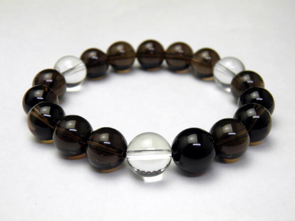 【12mm_Simple_3´sブレスレット】 黒水晶 モリオンブレスレット チベット産 12mm玉 天然石 パワーストーン_2