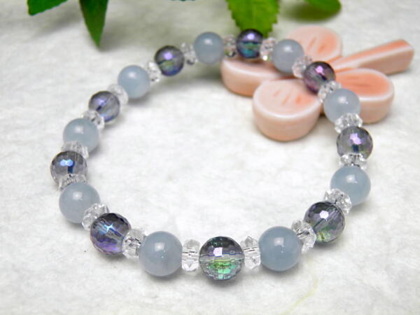 パワーストーン 【Premium_Simple_Combiブレスレット】パワーストーン デザインブレスレット アクアマリン アクアオーラ 8mm玉