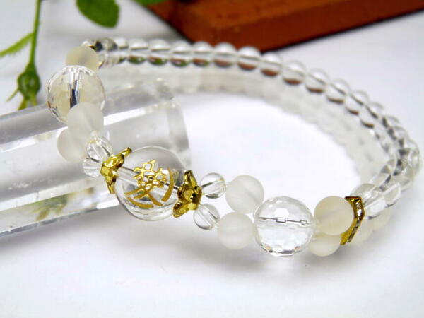 天然石 戦国武将 直江兼続 水晶 フロスト水晶 二連ブレスレット 送料無料 天然石 風水 パワーストーンの通販は