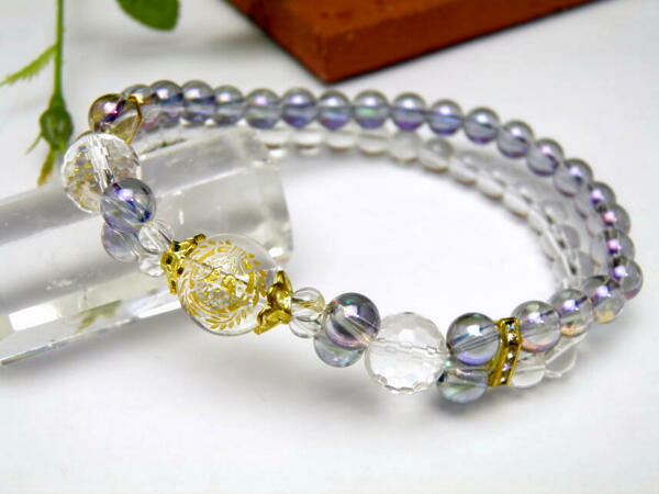 天然石 戦国武将 伊達政宗 水晶 アクアオーラ 二連ブレスレット 送料無料 天然石 風水 パワーストーンの通販は