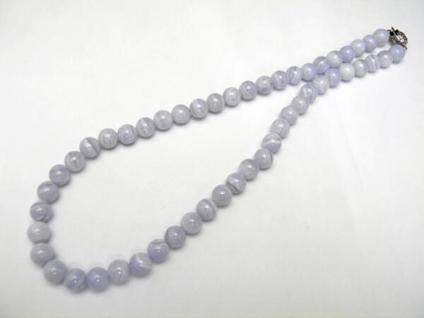 ブルーレースメノウ 8mm ネックレス クラスプ差込タイプ 天然石 風水 パワーストーン