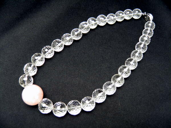 ローズクォーツ 20mm ワンポイント 水晶128面カットネックレス 14mm玉 天然石 パワーストーン プチギフト 転勤 退職 お礼 母の日 敬老の日 ギフト 11,835円