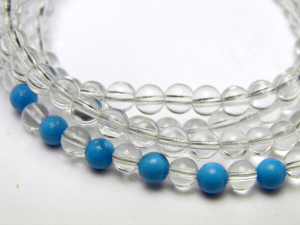 水晶（3A）＆シーブルーカルセドニー 4mm玉 デザインメガネチェーン