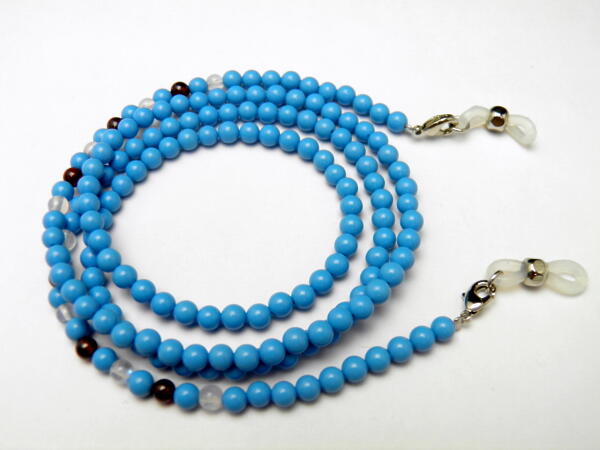 遠距離恋愛 ターコイズ ムーンストーンAAA ガーネット 4mm玉 デザインメガネチェーン 風水 パワーストーン