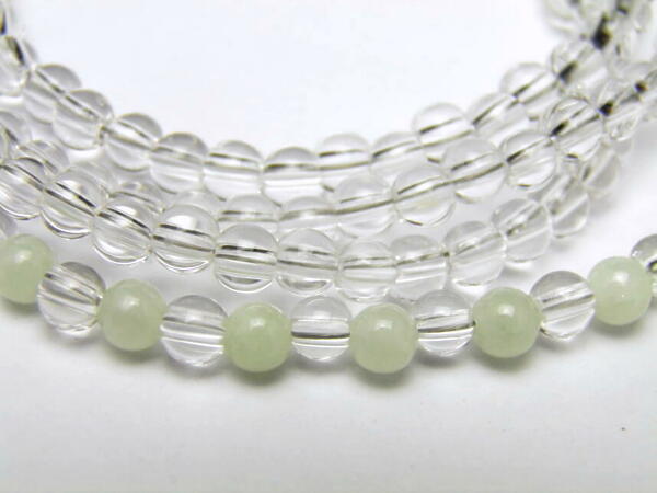 ブルートパーズAAA＆水晶AAA 4mm玉 デザインメガネチェーン 風水