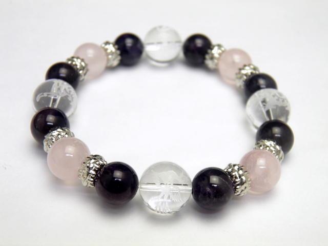天然石 四神獣ブレスレット ローズクォーツ＆アメジスト＆四神獣 水晶 パワーストーン 四神相応数珠ブレスレット バラ売り メンズ レディース 四神獣パワーストーン パワーストーン四神獣 パワーストーンの通販は 4,994円