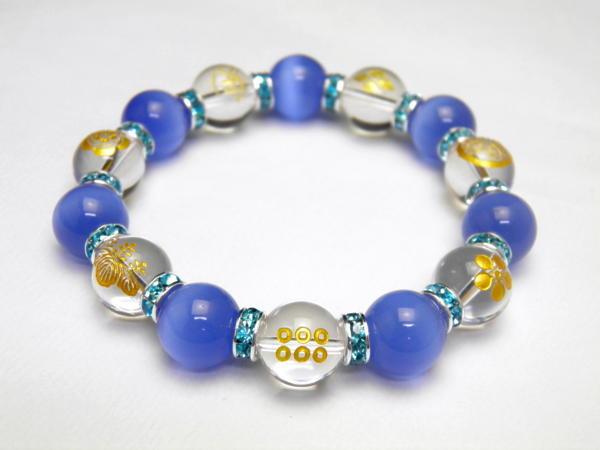 本格派 存在感＆重量感抜群 戦国武将七人衆 金彫り家紋数珠ブレスレット 金彫家紋水晶 キャッツアイ 天然石 風水 パワーストーンの通販は 5,880円