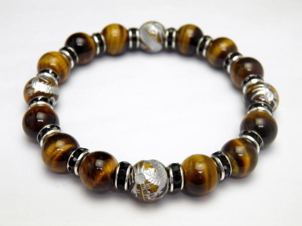 タイガーアイ銀龍彫りとタイガーアイのブレスレット ＬＬ メンズ パワーストーン・天然石のブレスレットの通販は 8,052円