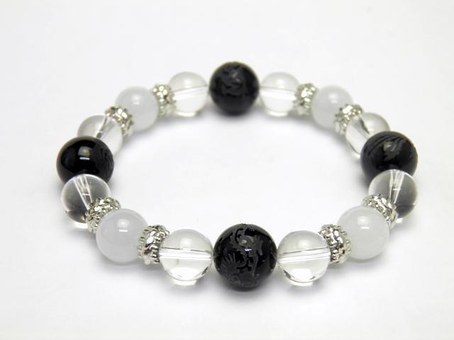 天然石 四神獣ブレスレット アクアマリン＆水晶＆四神獣 オニキス パワーストーン 四神相応数珠ブレスレット バラ売り 四神獣パワーストーン パワーストーン四神獣 パワーストーンの通販は