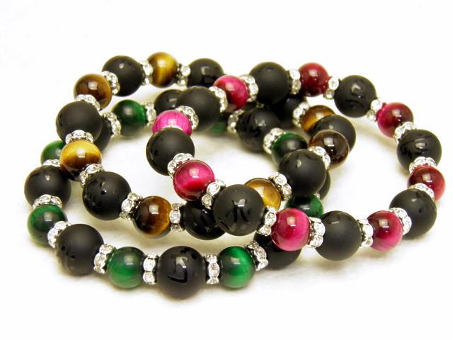 天然石 八大梵字 オニキス 素彫り 12mm ブレスレット パワーストーンの通販は