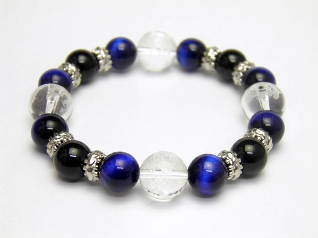 ラピスブルータイガーアイ＆オニキス＆四神獣 水晶 金運ブレスレット プチギフト 転勤 退職 お礼 母の日 ギフト 天然石 風水 パワーストーンの通販は