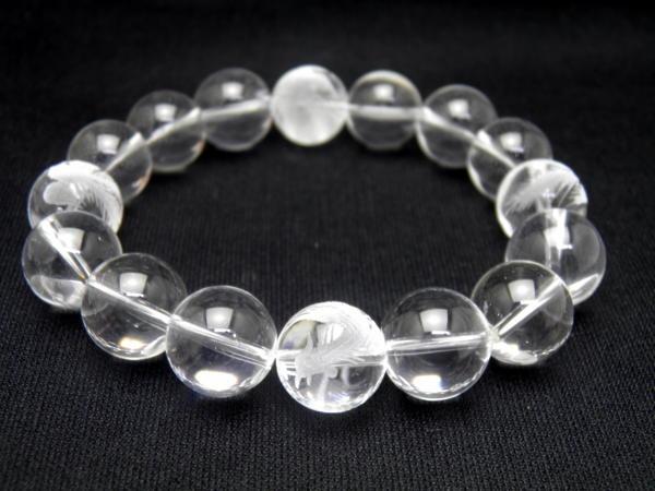 素彫鳳凰 水晶 彫刻 14mm 水晶 ブレスレット 天然石 パワーストーン