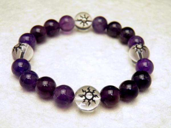 トライバル彫サン 12mm 漆黒水晶 アメジスト 黒彫り ブレスレット パワーストーン プチギフト 転勤 退職 お礼 母の日 敬老の日 クリスマス ギフトの通販は 8,052円