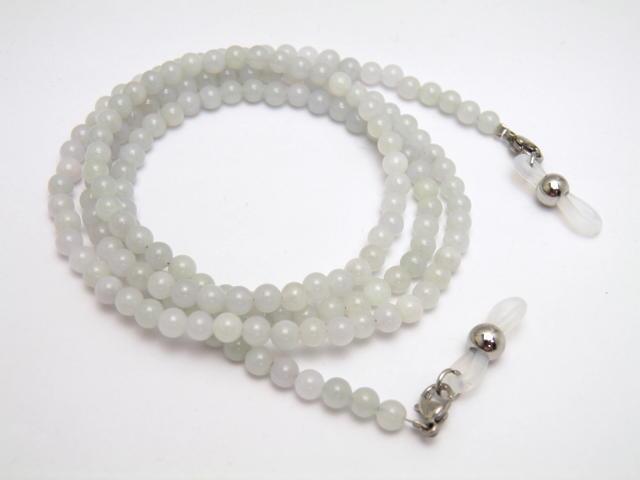 天然石 翡翠（ひすい）ライトカラー 4mm玉 丸玉 メガネチェーン 置き忘れ防止 めがねホルダー メガネストラップ 眼鏡コード 近眼 老眼鏡 おしゃれ 父の日 母の日 敬老の日ギフト