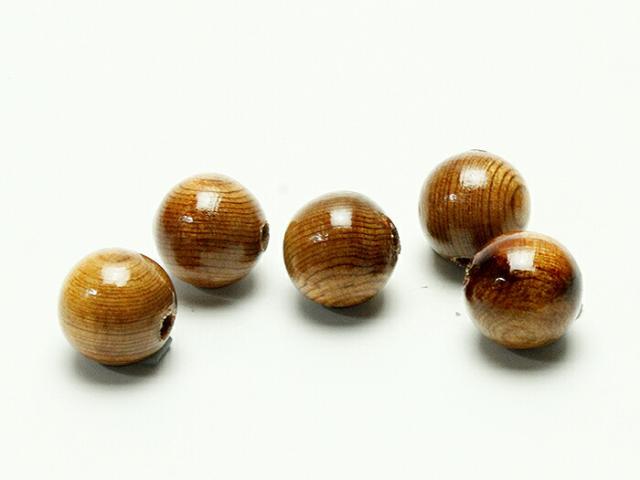 【粒売り】屋久杉玉 5粒セット(証明用シール1枚付き) 12mm 磨き塗り(4度塗り)【穴あり一粒売りビーズ】