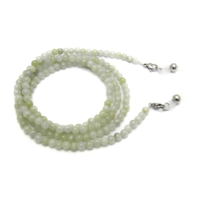 天然石 翡翠（ひすい）ミックス 4mm玉 丸玉 メガネチェーン 置き忘れ防止 めがねホルダー マスクチェーン マスクストラップ メガネストラップ ネックレス 眼鏡チェーン グラスコード 眼鏡コード おしゃれ 父の日 母の日 敬老の日ギフト