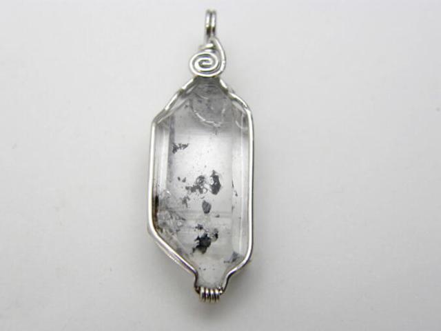 天然石 パワーストーン 水晶 結晶 ワイヤーラッピングペンダント