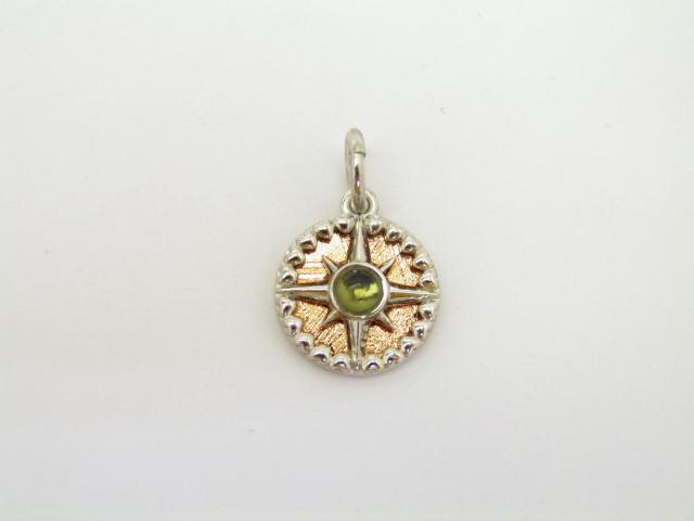 モルダバイト付メテオライト（ギベオン隕石）羅針盤モチーフペンダントトップ ピンクゴールドカラー 最大幅約13.6mm 1個売りの通販は 25,767円