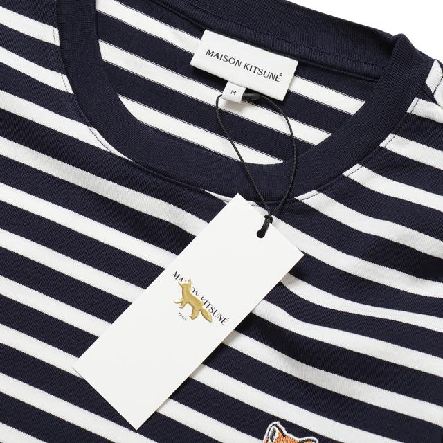 【商品レビューでポイント＋5％】 MAISON KITSUNE メゾンキツネ 長袖 Tシャツ ボーダー ロンT FOX HEAD PATCH REGULAR MARIN TEE SHIRT メンズ LM00105KJ0044 並行輸入品 商品レビューでポイント＋5％】 MAISON KITSUNE メゾンキツネ 長袖 T