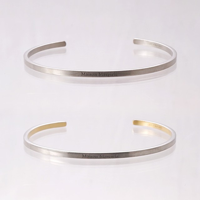 【新品未使用】 Maison Margiela メゾン マルジェラ ブレスレット アクセサリー Logo cuff レディース SM1UY0064SV0158 【03サイズ/YELLOW GOLD PLATING BURATTATO】素材シルバー100%