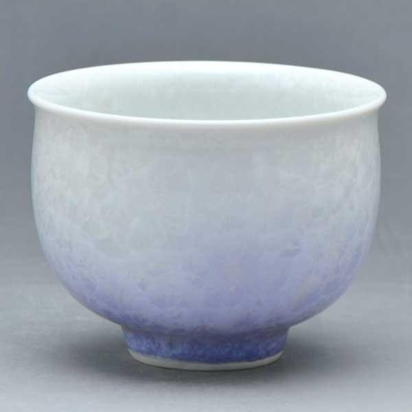 京焼 清水焼 お茶呑茶碗 湯呑み茶碗 花結晶（白地紫） はなけっしょう（しろじむらさき）