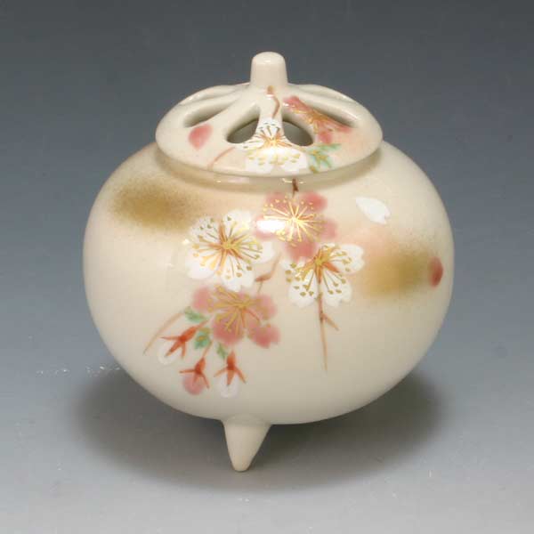 【送料無料】 京焼 清水焼 香炉 淡紅桜 うすべにさくら