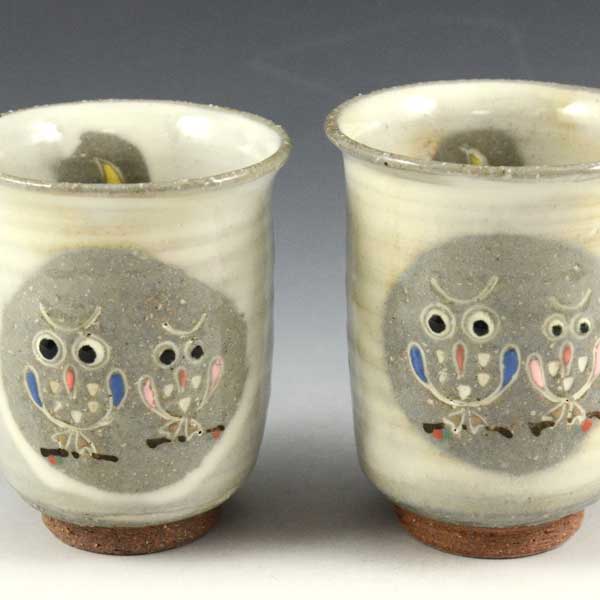 【送料無料】 京焼 清水焼 組湯呑 夫婦湯呑み 2客 白釉ふくろうの通販は 4,860円