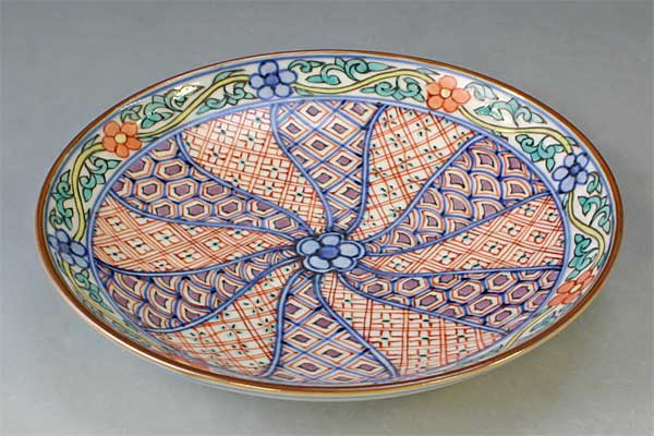 【送料無料】 京焼 清水焼 四寸皿 色絵捻古紋 (いろえねじこもん)