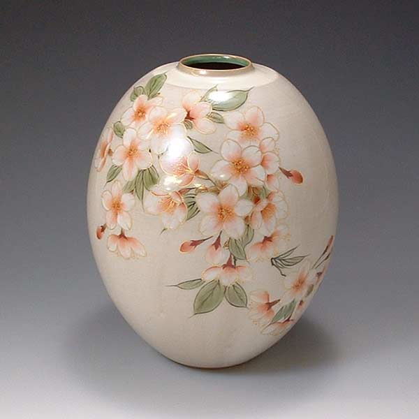 【送料無料】 京焼 清水焼 花生（中） はないけ 白掛桜 しろがけさくらの通販は