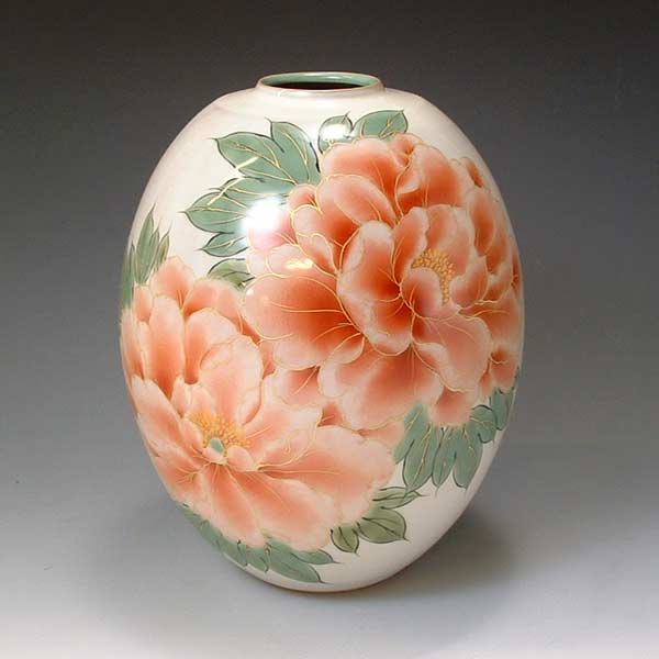 京焼　清水焼　陶あん　白掛牡丹　花瓶　陶器製　日本製　花生　しろがけぼたん 京焼清水焼陶あん白掛牡丹花瓶陶器製日本製花生しろがけぼたん