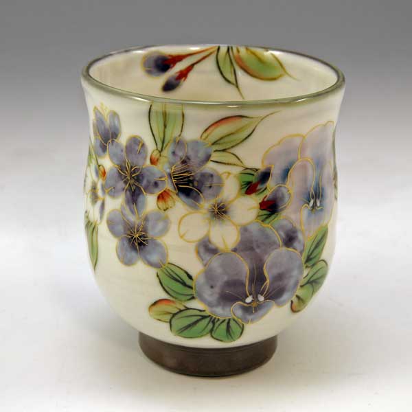 【送料無料】 京焼 清水焼 湯呑み 単品 1客 白掛紫草花（しろがけむらさきそうか）の通販は