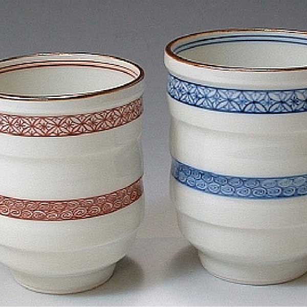 【送料無料】 京焼 清水焼 組湯呑 夫婦湯呑み 2客 組湯呑 夫婦湯呑み 2客 染赤帯古紋（そめあかおびこもん）の通販は湯呑みセット