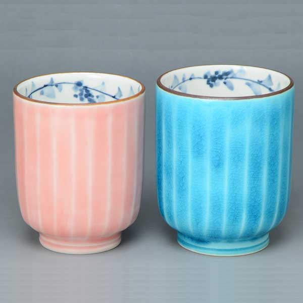 【送料無料】 京焼 清水焼 組湯呑 夫婦湯呑み 2客 交趾唐草 こうちからくさ