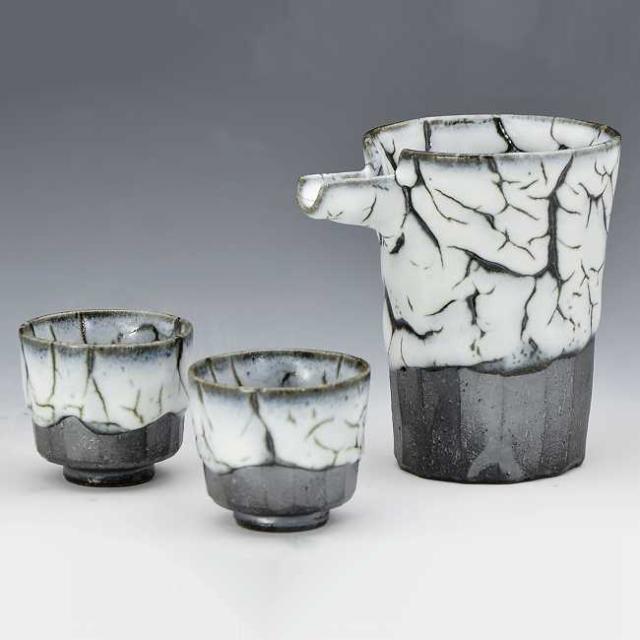 【送料無料】 京焼 清水焼 酒器 お預け酒器 徳利 おちょこ セット 白かひらぎ しろかひらぎの通販は