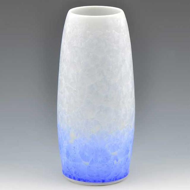 【送料無料】 京焼 清水焼 花入. 花結晶（白地青） はなけっしょうしろじあお