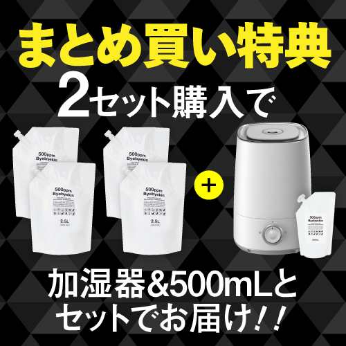 公式】 次亜塩素酸水 500ppm 電解製法 バイバイ菌 5L (2.5L × 2袋) 除