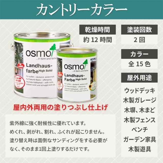 ☆日本の職人技☆ OSMO オスモカラー カントリーカラー 塗りつぶし #2101〜#2742 カラー15色 0.75L 屋内外兼用 