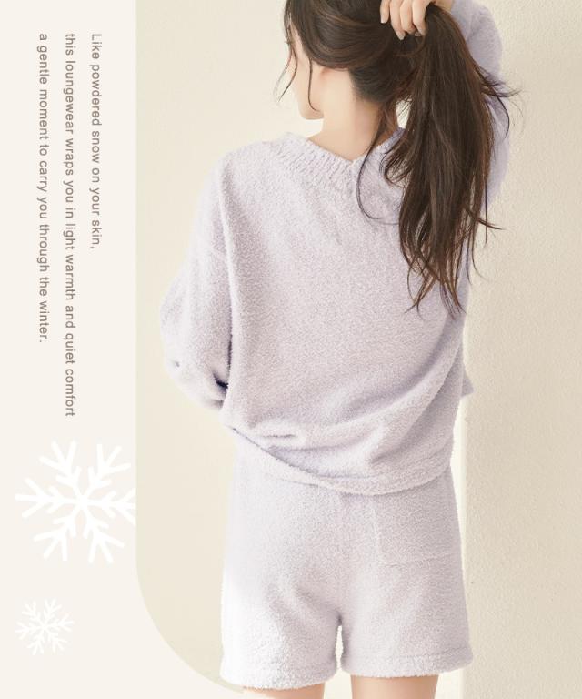 《P.》もこもこルームウェア 選べるトップス3種類×ショートパンツセット ルームウェア もこもこ レディース 冬 あったか パジャマ【秋新作】