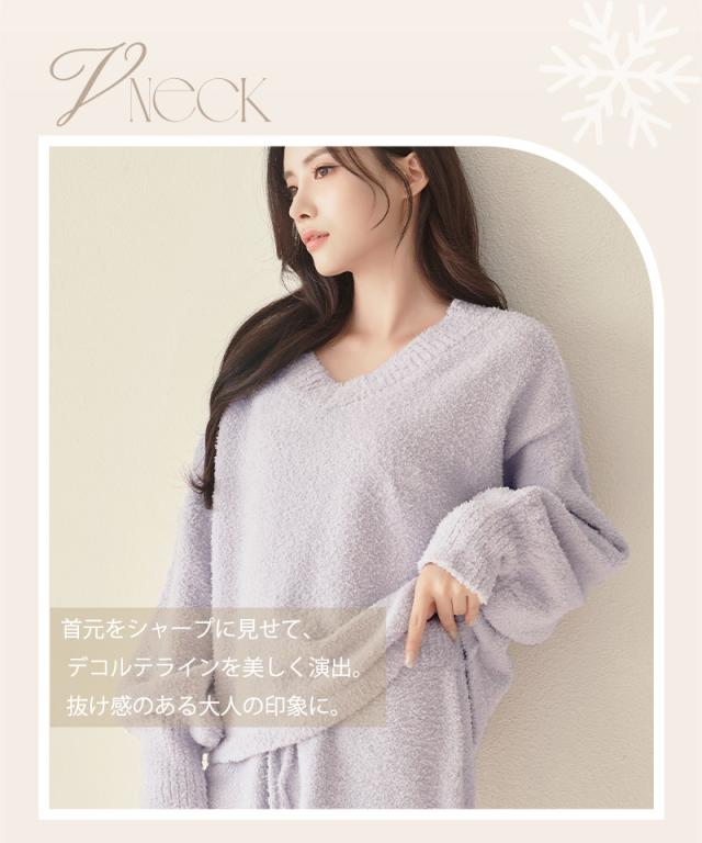 《P.》もこもこルームウェア 選べるトップス3種類×ショートパンツセット ルームウェア もこもこ レディース 冬 あったか パジャマ【秋新作】