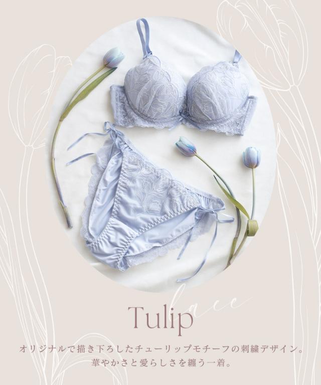 Leene》チューリップレースブラ&ショーツ 上下セット チューリップ