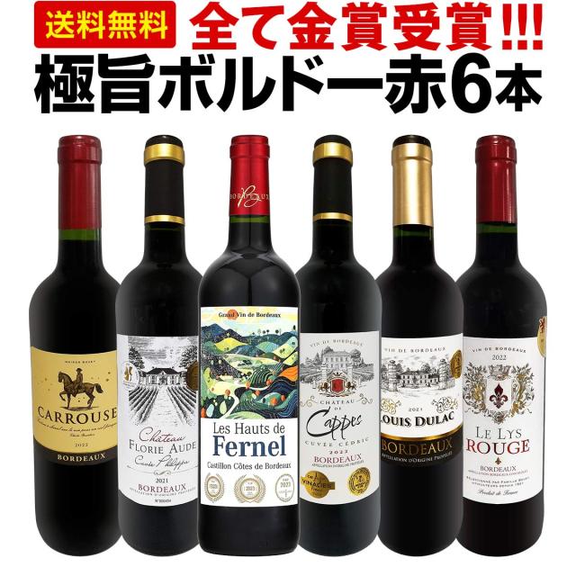 赤ワイン フルボディ セット ワインセット 赤 ワイン ギフト 箱 京橋ワイン 京橋わいん 6本 金賞 ボルドー 上質 飲み比べ ボルドー 送料