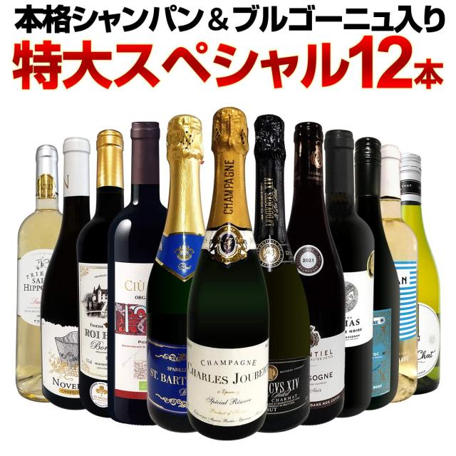 【送料無料】第53弾！本格シャンパン＆ブルゴーニュ入り！特大スペシャル12本セット！の通販は