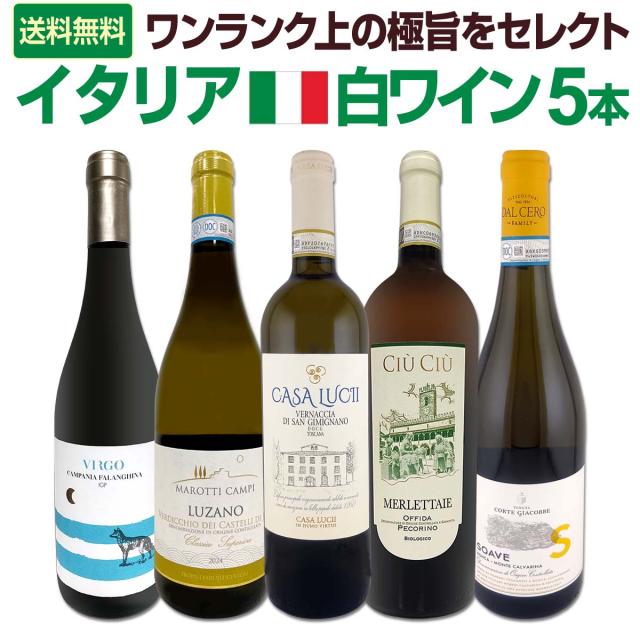 【送料無料】バラエティ豊かな個性を満喫★ワンランク上の極旨イタリア白ワイン5本セット!!