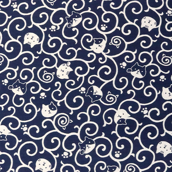 数量5から 生地 ドビー織りプリント ネコ唐草 紺 Ap306 1d の通販はau Pay マーケット 手芸と生地のユザワヤ